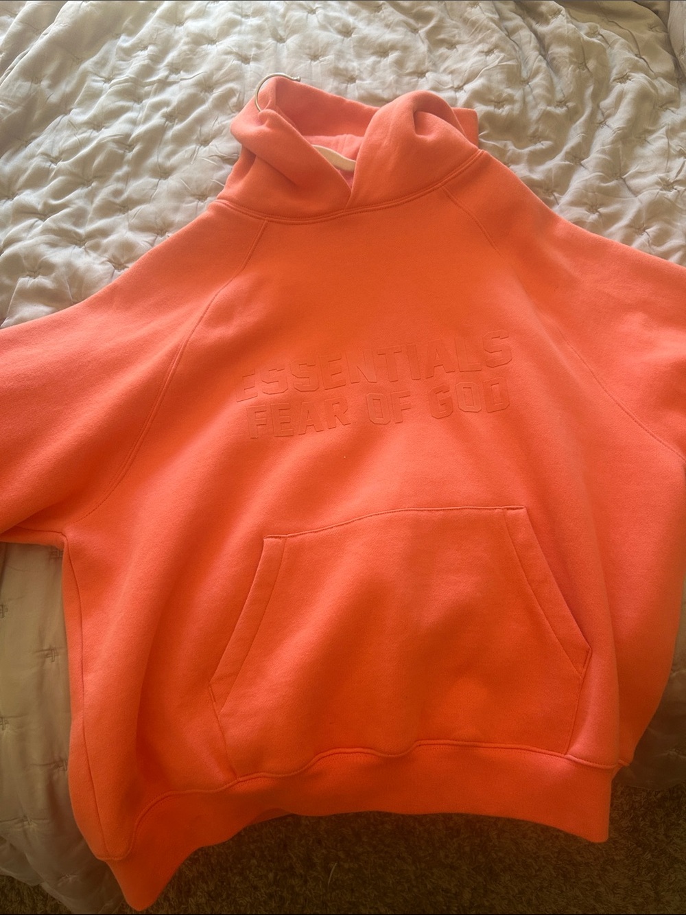 Fear of God Essentials Women's Hoodie - Bright Coral/Orange